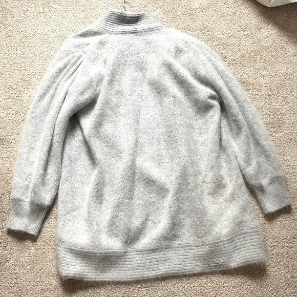Gray Vintage Eddie Dassin Minimalist Rabbit-Hair Lambswool Cardigan Size Medium - Picture 7 of 13